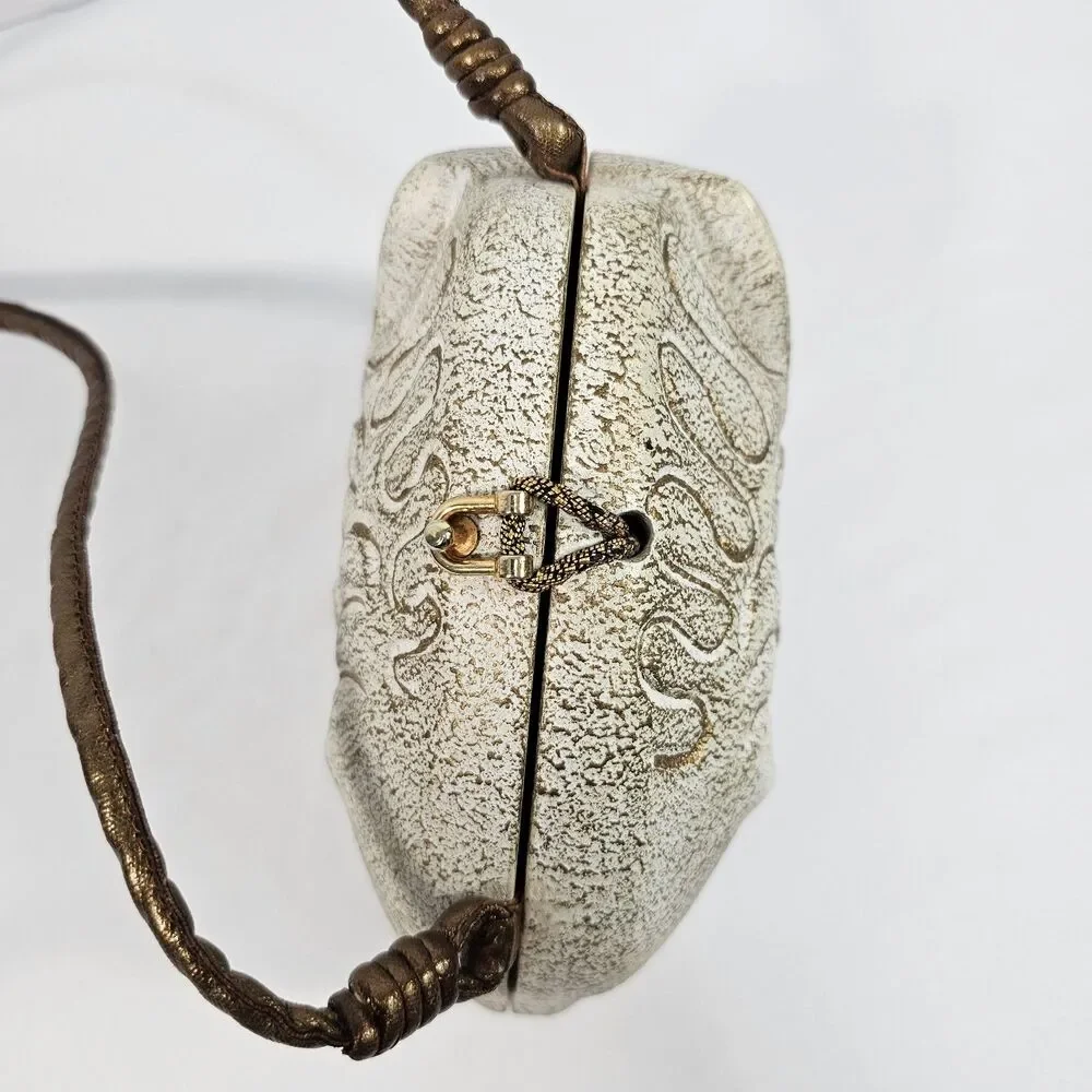Timmy Woods Beverly Hills Vintage Carved Wood Fish Crossbody Bag Fisherman Rare